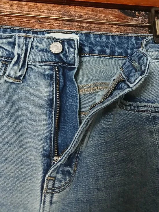 Kancan Jeans 3 25 Cecilia High Rise Slim Barrel Distressed Blue Denim Stretch - Picture 6 of 8